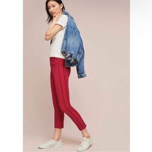 Anthropologie Deep Red The Essential Slim Trouser Cropped Stretch Business 8